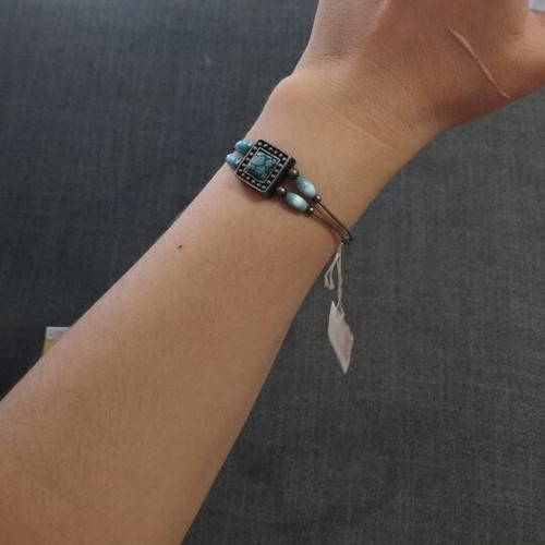 Boho Ethnic metal cuff bracelet with turquoise stones