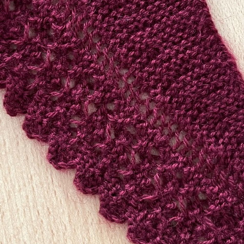 Hand-Knit Burgundy Lace Shawlette new
