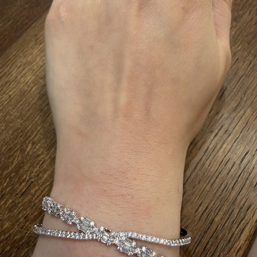 Bracelet hinged stainless steel with zirconia, new, silver color