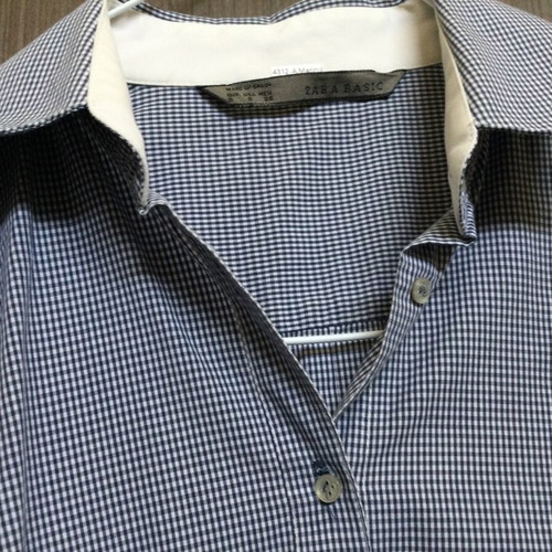 Zara shirt blue fine check like new