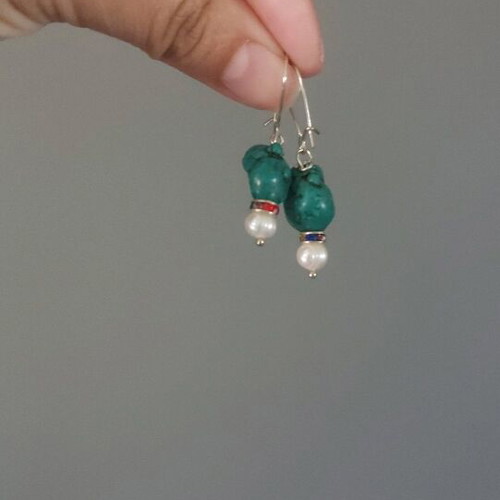 Handmade jewelry set like new, petrol color