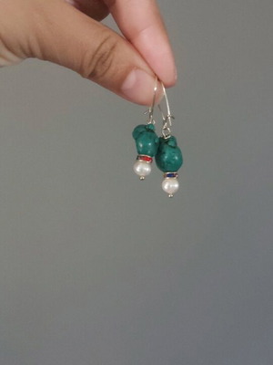 Handmade jewelry set like new, petrol color
