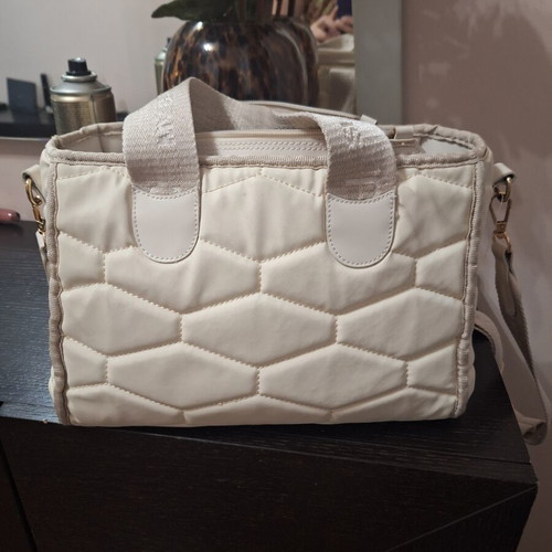 FRNC shoulder bag like new, ecru satin waterproof material