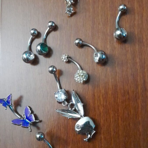 Steel navel earrings new, set of 10 pieces