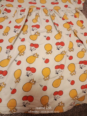 Dress with integrated bodysuit used, sky blue with fruit print 86/92