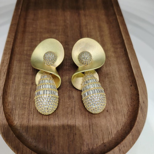 Gold plated long earrings with zircon stones, impressive