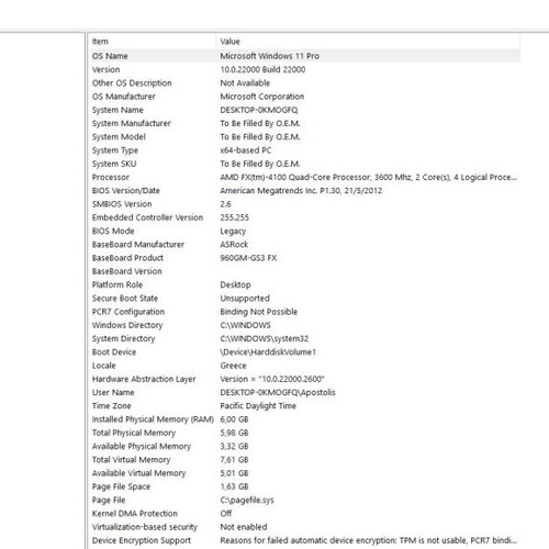Desktop computer with peripherals, AMD FX-4100 CPU, 6GB RAM, NVIDIA GT 210