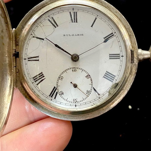 Silver pocket watch used, 50mm diameter, from 1900