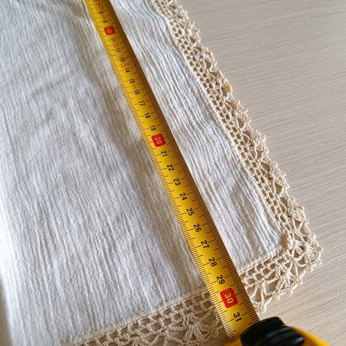 Handmade table runner 35x31cm with organza and lace, 1980s, like new