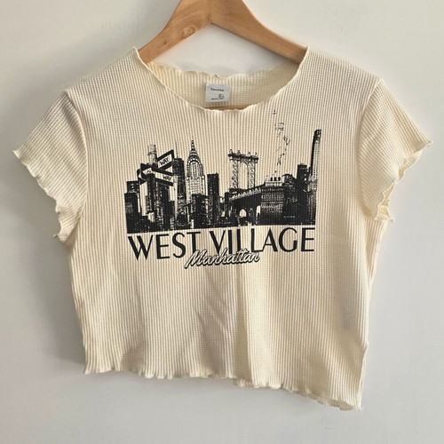 Bershka crop top, yellow, size M/L, asymmetrical