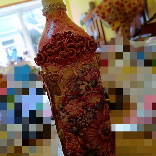 Decorative vase new, handmade with floral design