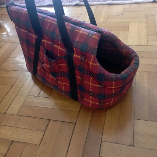 Dog carrier bag used, cotton with zipper