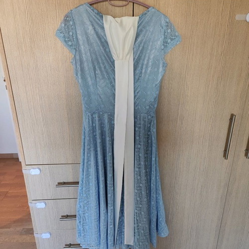 Lace dress London Boutique new, vintage sky blue fitted size S