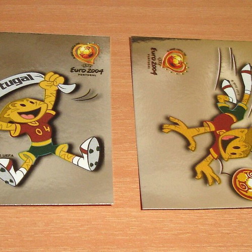 Αυτοκόλλητα Panini Euro 2004 ασημένια με μασκότ σαν καινούργια, σετ 2