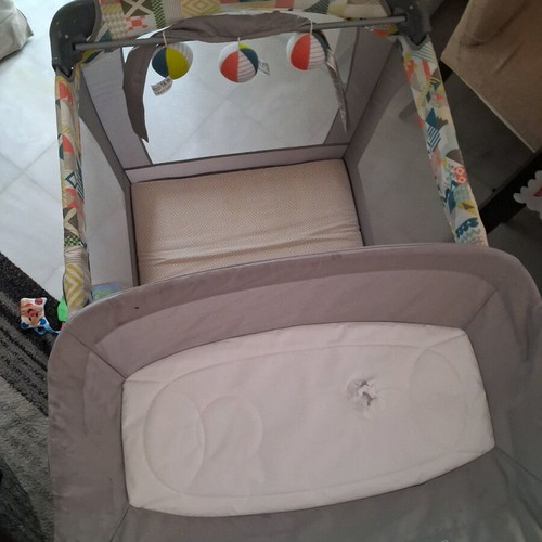 Grey playpen with changing table used