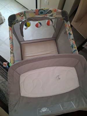 Grey playpen with changing table used