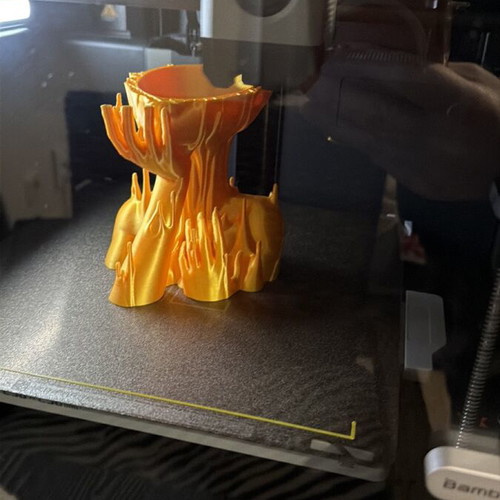 Golden Melt Face 3D Printed Art Planter New