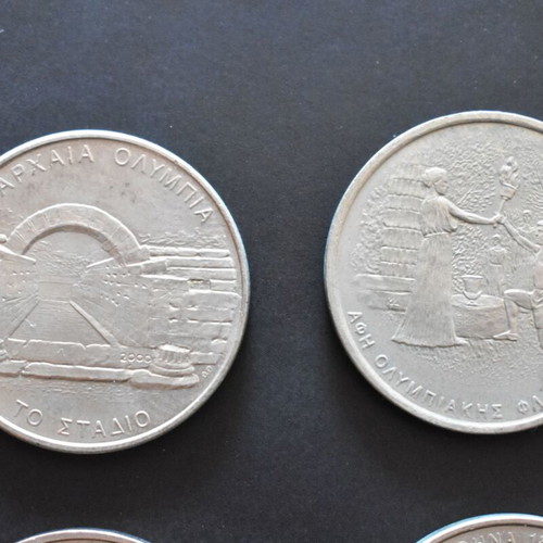 Complete set of 6 used 500 Drachma coins 2000 Athens Olympics