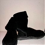 UGG black suede and knitted wool boots no.37