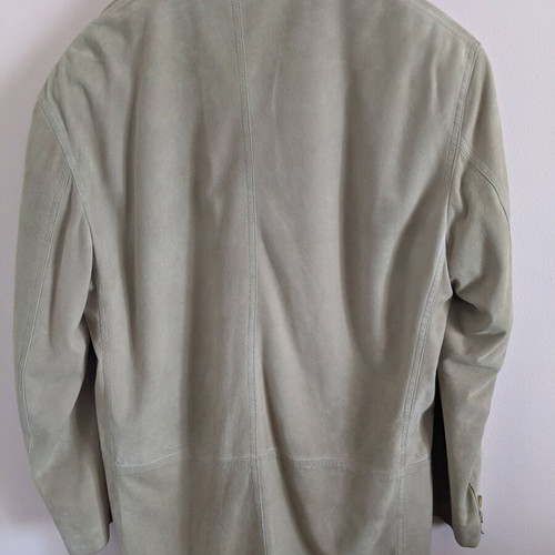 Rococo vintage men's leather jacket used, beige, size 50