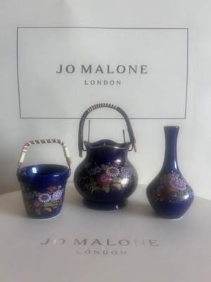 Vintage Japanese Cobalt Blue Porcelain Miniature Set like new