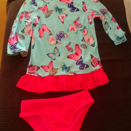Girls' swimsuit with sun protection shirt H&M like new, multicolor 110-116cm