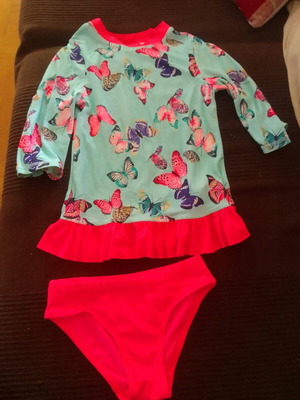 Παιδικό μαγιό για κορίτσι με αντιηλιακό μπλουζάκι H&M σαν καινούργιο, πολύχρωμο 110-116 cm