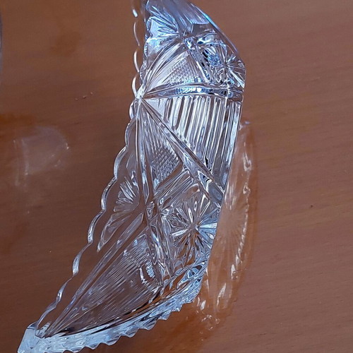 Vintage crystal gondolas set of 2, like new, German lead crystal 60s