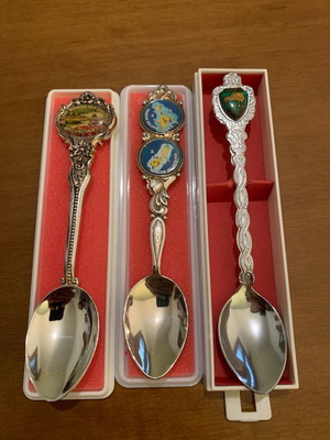 Decorative spoons used, set of 3 silver-plated