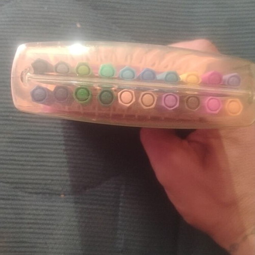 Collectible plastic case with colored pens new