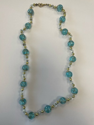 Murano necklace with turquoise stones and gold details new