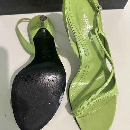 Lerre Lime Green Leather Strappy Heeled Sandals like new