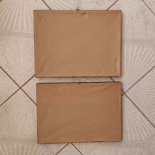 Vintage paintings used, pack of 2 with plaster frames