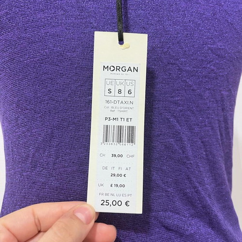 Morgan purple shiny off shoulder top, new, size small
