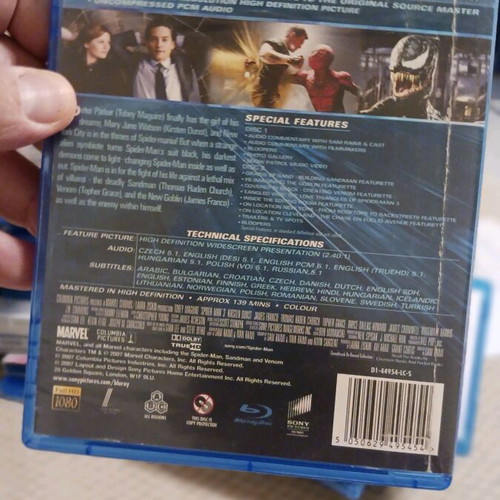 Blue Ray Spiderman 3 used, in excellent condition