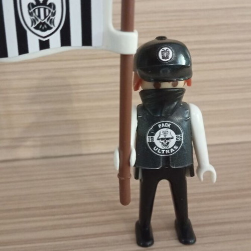 Playmobil PAOK Fan Figure like new with Team Flag