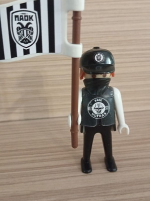 Playmobil PAOK Fan Figure like new with Team Flag
