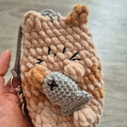 Handmade Pusheen Pouch Keychain beige, brand new