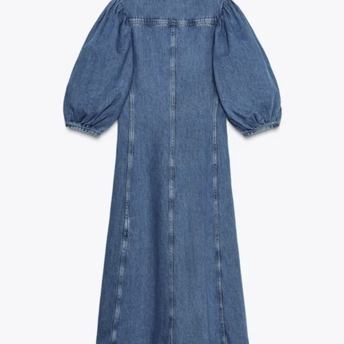 Zara denim dress XS blue like new with balloon sleeves