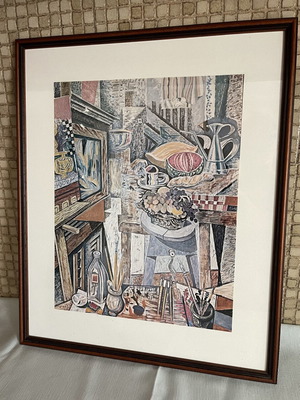 Vintage framed art print "Ergastiri" by Nikos Hadjikyriakos-Ghikas, like new