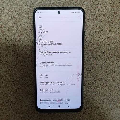 Xiaomi Redmi Note 11 128GB 4+4GB used, cracked screen, NFC