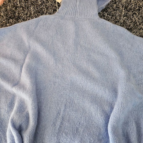 Mohair pullover new, blue, one size with turtleneck collar