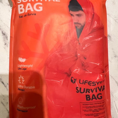 Survival kit boxset new with hand warmer, glow sticks, survival body bag