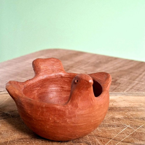 Ceramic bowl handcrafted by Zapotec women artisans from Oaxaca, Mexico