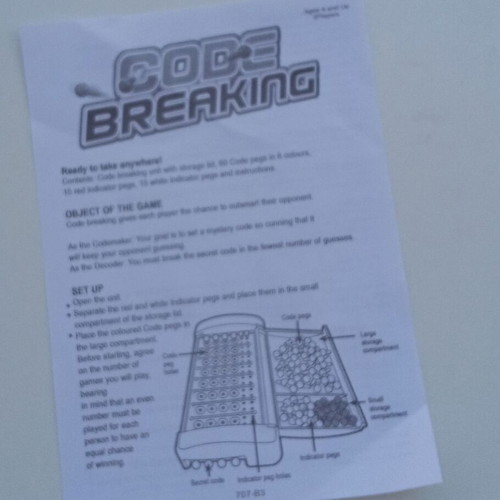 Code Breaking board game new with instructions