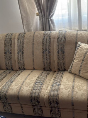 Classic living room furniture set used, sofa, two armchairs and stool