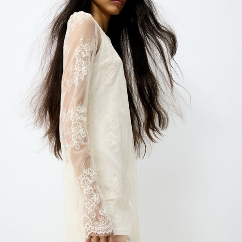 H&M Divided Cream Lace Maxi Dress New with Slip Liner