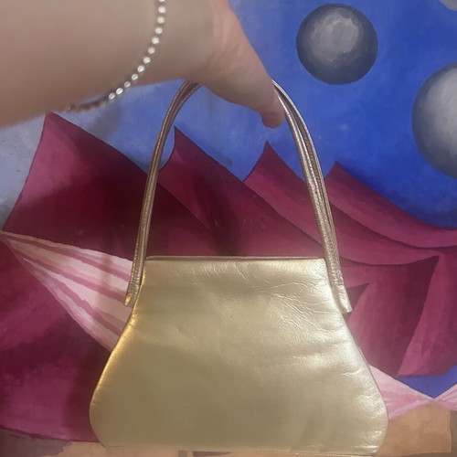 Vintage Y2K Gold Metallic Structured Clutch like new