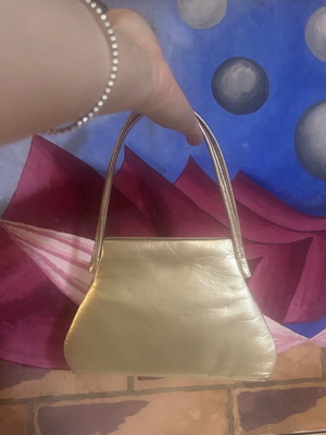 Vintage Y2K Gold Metallic Structured Clutch like new