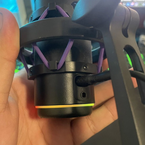 Nemesis NC90 gaming microphone used with RGB lighting and stand